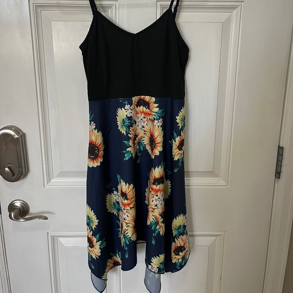 Black sunflower dress